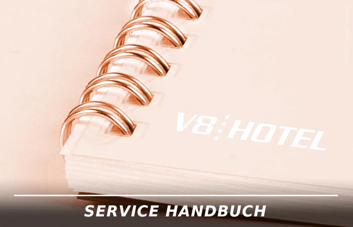 Service Handbuch mit goldenen Ringen im V8 Hotel Böblingen.
