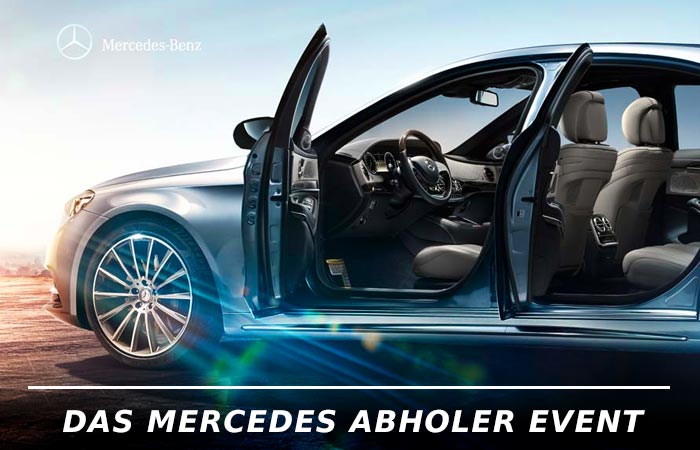 Mercedes-Benz Fahrzeug mit geöffneten Türen und ansprechender Innenausstattung in heller Farbe.