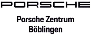 Logo des Porsche Zentrums Böblingen, mit dem Schriftzug „PORSCHE“ oben und „Porsche Zentrum Böblingen“ darunter.
