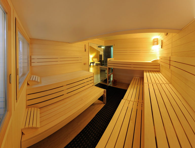 Einblick in die geräumige Sauna
